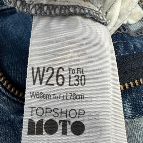 Topshop Moto Lucas Skinny Jeans Jackpot Sequin Patchwork Distressed W26 L30 - Picture 6 of 8